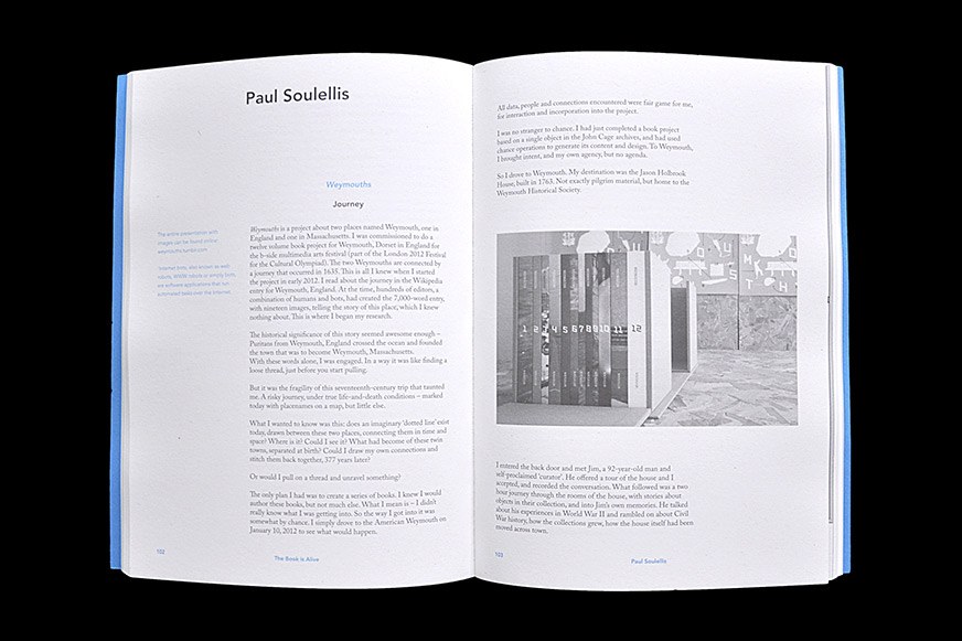 A spread of contributor Paul Soulellis from The Book is Alive