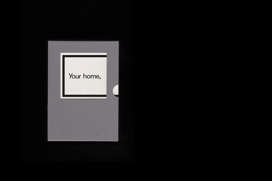 Portfolio of previous work in postcard form with bounding case.