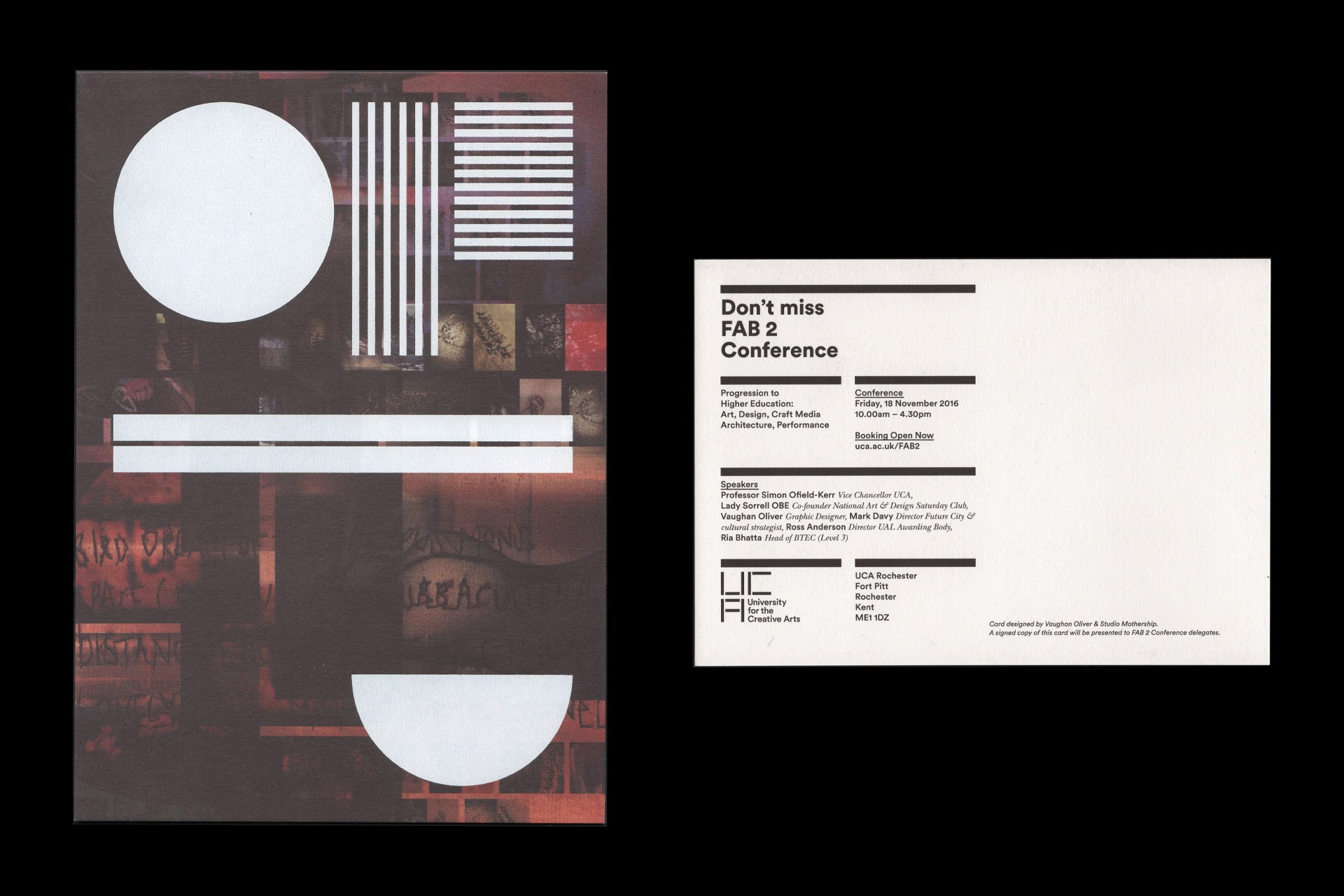 White foiled invitation designed in collaboration with Vaughan Oliver.