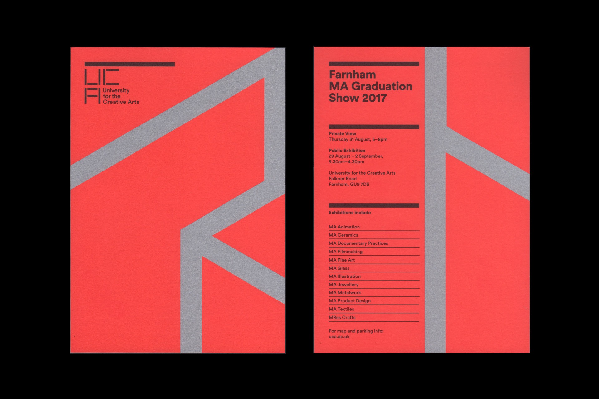 Exhibition invite with Pantone Metallic Silver print.
