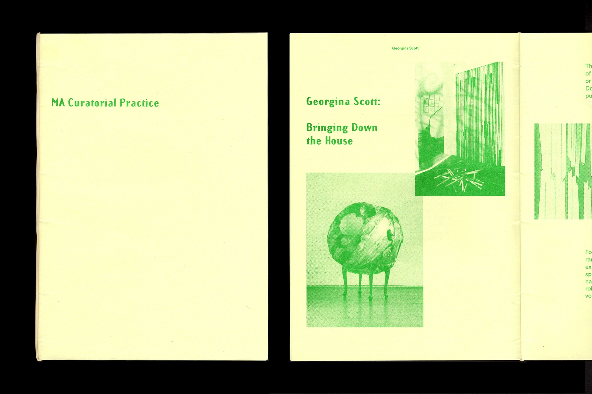 Green risograph printing onto light yellow paper.