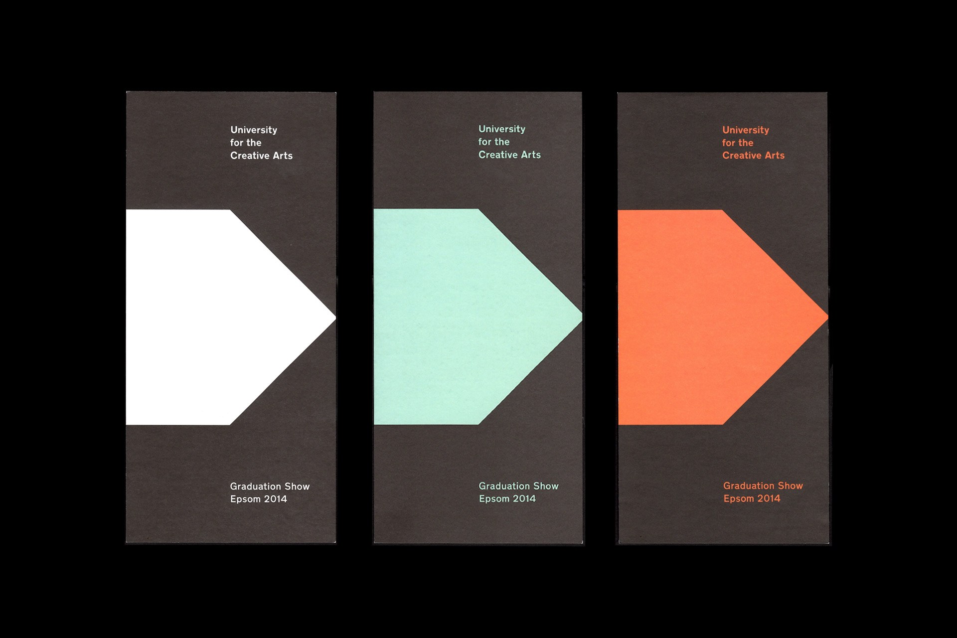 UCA Epsom show 2014 printed invite in 3 colours