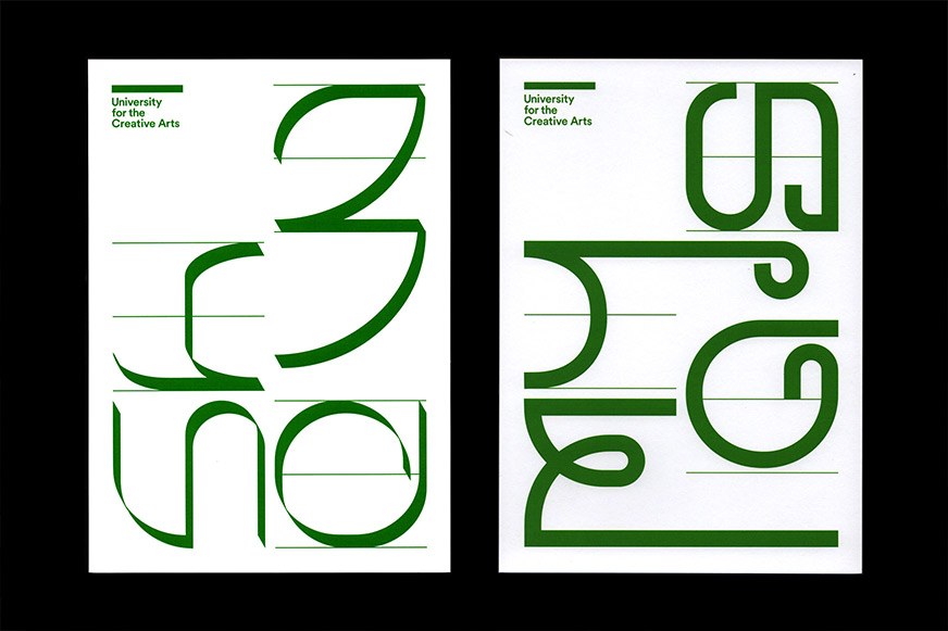 Invites with bespoke typographic elements spelling out the word 'Show' for the UCA degree shows 2018.