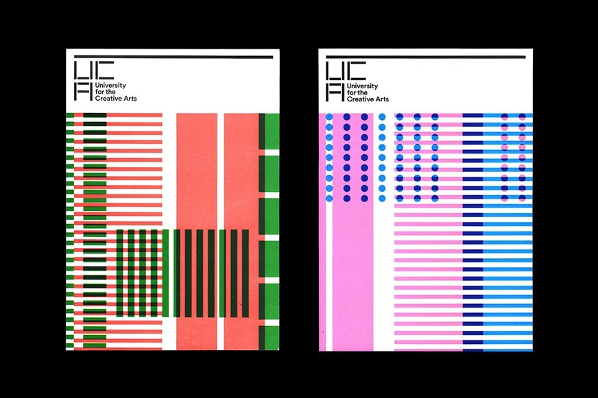 UCA show invites with overprint of Pantone Fluro colours.