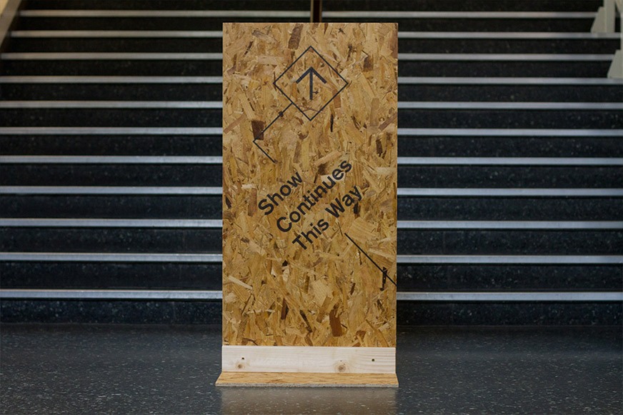 Show continues this way OSB sign with direct print