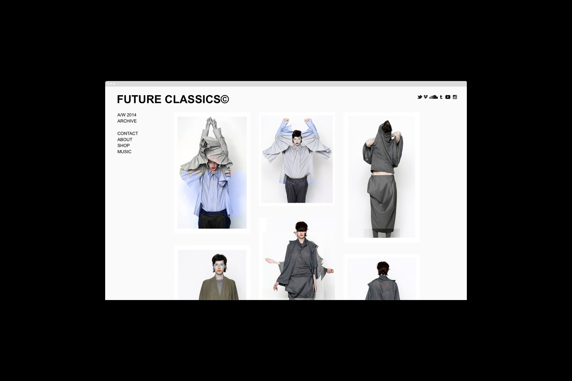 A screenshot of the Future Classics homepage