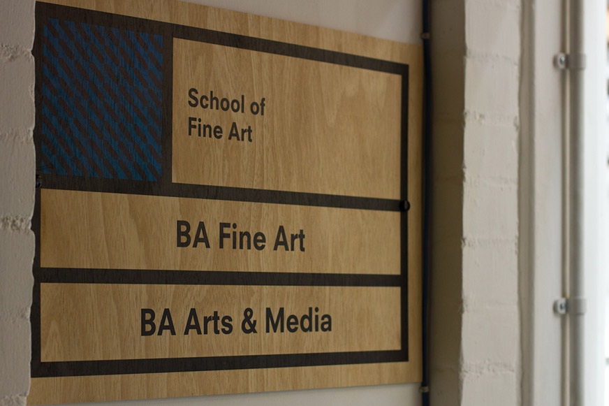 Direct print on birch plywood room identifier sign
