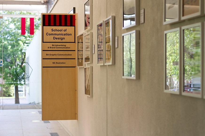 Wall hung birch plywood sign with direct print