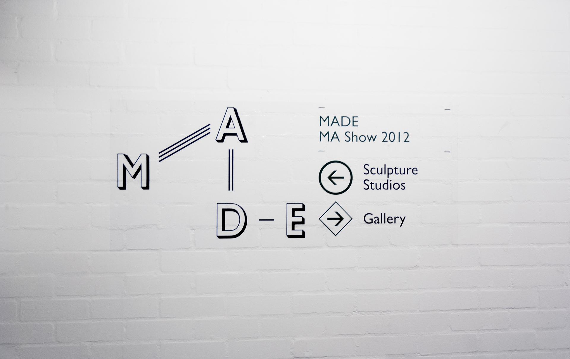 Wall lettering & exhibiiton signage for the UCA MA Show 2012